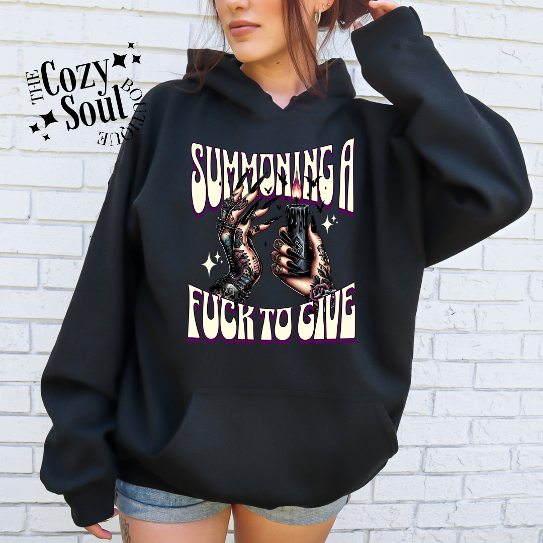 Summoning a Fuck to Give Black Hoodie