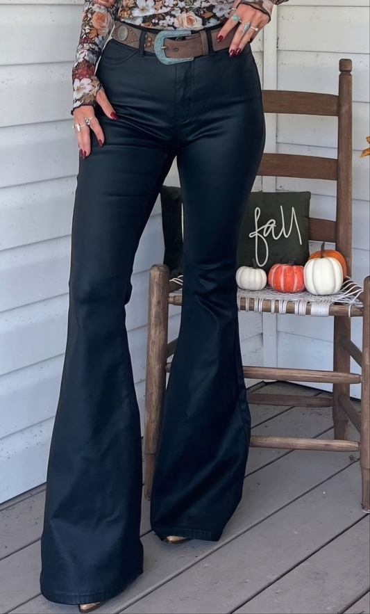 Black Leather Flares
