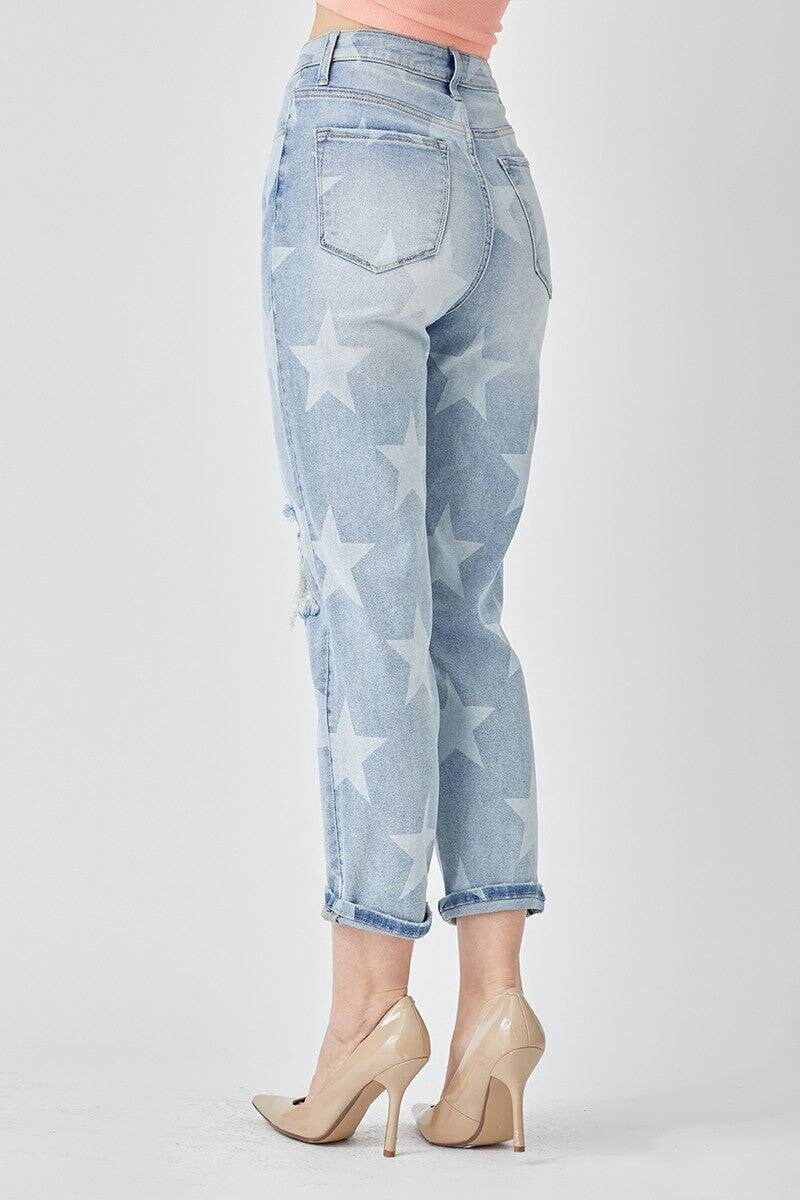 Star Patterned Risen Jeans